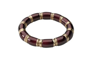 Elegant maroon and gold bracelet. Perfect accessory for any occasion, adding a touch of sophistication and style to any outfit. png