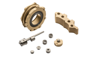 Assorted mechanical components including gears, bolts, and nuts isolated on a transparent background. Perfect for engineering and industrial themes. png