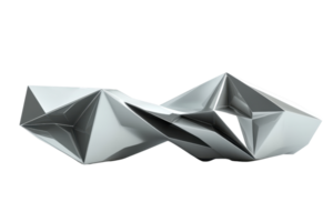 Abstract metallic geometric sculpture with sharp angles and a futuristic design, perfect for modern art and design inspiration. png