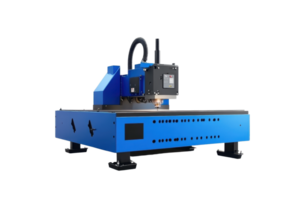 Blue industrial CNC machine for precise manufacturing and metalwork. Advanced technology for automation and efficiency in production. png