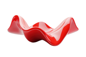 Abstract red wavy shape on a transparent background. showcasing modern design and creative sculpture elements in vibrant color. png