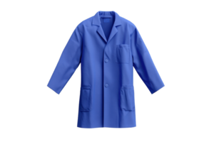 High-quality blue lab coat with multiple pockets, suitable for laboratory or professional use. Durable and comfortable attire for scientists. png
