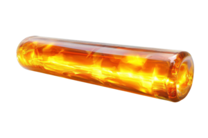 Glowing cylindrical energy source encapsulated in a glass-like material, isolated on a transparent background, futuristic and vibrant. png
