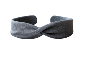 Soft gray headband with a twisted front design, perfect for casual wear and keeping hair in place, ideal for sports and daily activities. png