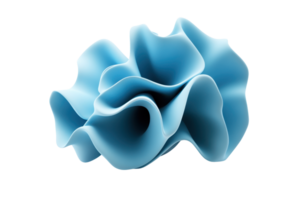 Abstract blue wavy shape with intricate folds and curves, creating a visually striking and dynamic piece of art on a transparent background. png