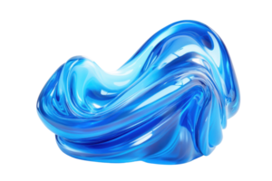 Abstract blue fluid shape, smooth and shiny. Vibrant and dynamic, perfect for backgrounds or design elements in digital and graphic projects. png