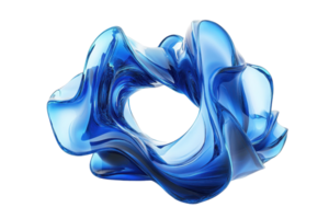 Abstract blue twisted shape on a transparent background. resembling fluid motion, modern art, digital design concept, 3D rendering png