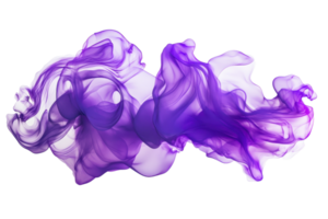 Abstract violet smoke swirling in fluid shapes against a transparent background. creating a mesmerizing and ethereal visual experience. png