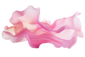 Abstract pink and white flowing fabric waves on a transparent background. capturing motion and elegance in a minimalist design. png
