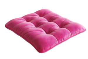 Bright pink tufted floor cushion, perfect for adding a pop of color and comfort to any seating area, indoor or outdoor use. png