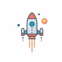 Rocket flying in space vector