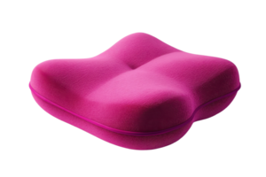 Comfortable pink cushion with ergonomic design, perfect for home decor or office use, adding style and support to any seating arrangement. png