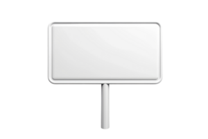 Plain rectangular white signboard with a handle isolated on a transparent background, ideal for customization, branding, or message display. png