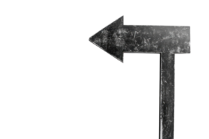 Vintage grunge left arrow sign on a transparent background. Perfect for directional, navigation, and retro-themed designs in various projects. png