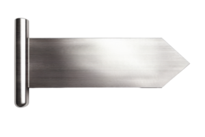 Metallic arrow sign isolated on transparent background. perfect for navigation and directional purposes in modern designs. png