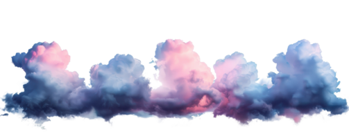 A beautiful formation of fluffy clouds with shades of pink and blue, creating a dreamy and surreal sky scene. png