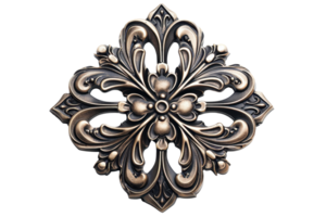 Ornate floral-shaped metallic ornament with intricate detailing, exuding elegance and sophistication. Ideal for various design and decorative projects. png