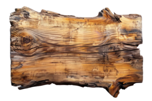 Rustic wooden plank with a weathered surface, perfect for backgrounds, banners, or textures in various design projects. png