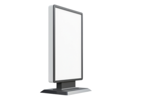 Isolated white empty vertical advertising billboard with a blank screen, perfect for presentations, posters, or digital signage. png