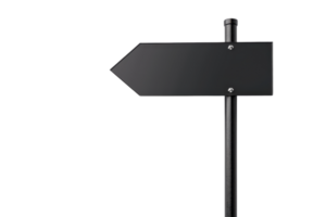 Black direction arrow sign isolated on a transparent background. representing guidance, navigation, direction, and wayfinding. png