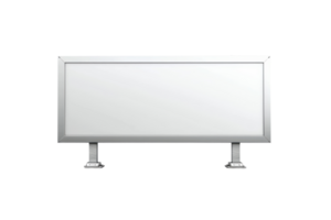 Blank white billboard with metallic frame, isolated on transparent background. Perfect for advertising, branding, and marketing presentations. png