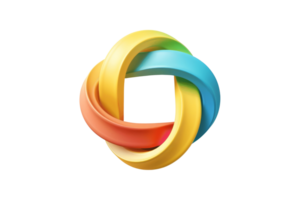 Colorful intertwined loop symbol resembling an infinite loop, representing unity, connectivity, and modern design. png