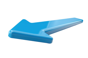 3D illustration of a blue arrow pointing to the left. Isolated on a transparent background. Perfect for directional and navigation concepts. png