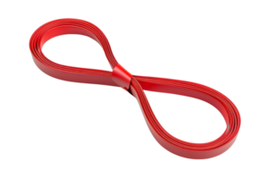 Red infinity loop isolated on transparent background. perfect for design concepts, logos, or abstract representations of infinity and continuity. png