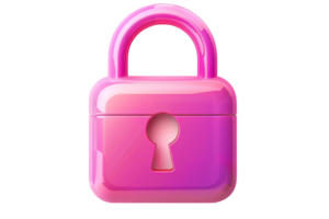 Vibrant pink padlock symbolizing security, protection, and safety. Ideal for use in digital, security, and online privacy themes. png