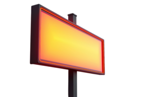 Illuminated blank sign with a glowing orange background isolated on a transparent background. perfect for advertising or promotional content. png