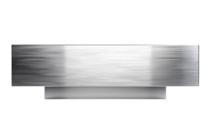 Brushed metal texture rectangular plaque on black background, ideal for industrial design projects or modern art concepts. png