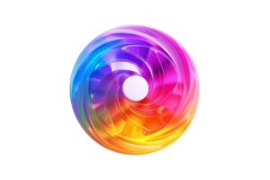 Vibrant colorful swirl design with a white center. Abstract, bright gradient pattern. Ideal for backgrounds, wallpapers, or artistic projects. png