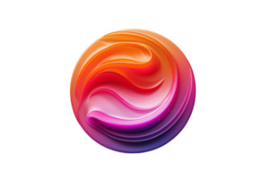Vibrant abstract swirl design in a colorful circular pattern, featuring dynamic red, orange, and purple gradients. png