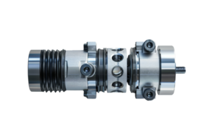 High precision mechanical component featuring intricate metalwork and engineering. Ideal for industrial machinery and technical applications. png