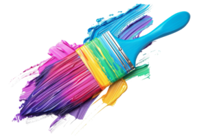 Vibrant paintbrush with rainbow colors creating colorful brushstrokes, ideal for artistic and creative projects, design inspiration, and abstract art. png