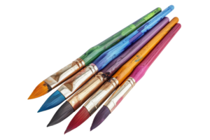 Set of colorful paintbrushes on transparent background. Ideal for art, creativity, and painting projects. png
