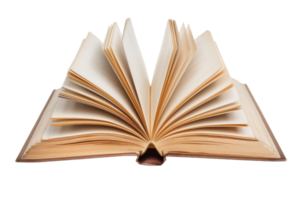 Open book with flipping pages, isolated on a transparent background. representing knowledge, education, and literature. Ideal for literary themes. png