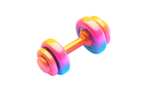 Vibrant, colorful dumbbell against transparent background. Perfect for fitness, health, and workout-related themes in modern and dynamic settings. png