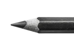 Close-up of a sharpened black graphite pencil tip, perfect for art, drawing, sketching, and writing. High-quality image for various uses. png