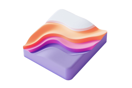 3d resumen diseño con vibrante, vistoso capas creando dinámica ola patrones en un púrpura cuadrado base, ideal para moderno gráficos. png