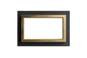 Elegant rectangular gold frame on black background, perfect for showcasing art, photos, or projects with a modern touch. png
