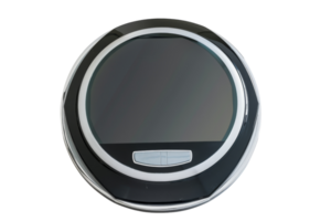 Modern robotic vacuum cleaner with a sleek, circular design, ideal for efficient household cleaning and automated operation. png