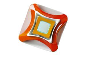 Abstract 3D geometric shape with colorful layers and glossy finish, isolated on transparent background. Modern design elements for creative projects. png