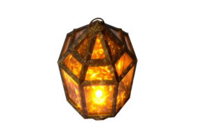 Vintage stained glass lantern with warm glowing light, perfect for creating a cozy, nostalgic atmosphere in any space or setting. png