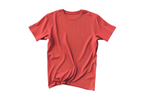 Red T-shirt isolated on transparent background. Comfortable casual wear clothing suitable for everyday use. png