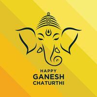 Illustration for Ganesh Chaturthi featuring a line drawing of Lord Ganesha's face vector