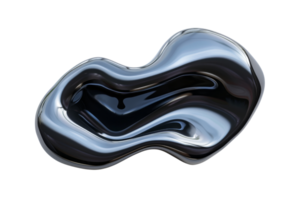 Abstract liquid metal shape with smooth and fluid form, reflecting light with a glossy finish. Ideal for modern art and design backgrounds. png