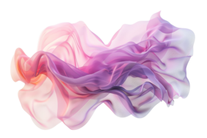 Abstract fluid shape with soft purple and pink hues, resembling flowing fabric in a dynamic, swirling motion. png
