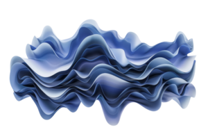 Abstract blue and white wave-like structure with fluid, layered forms creating a dynamic and artistic visual effect. png