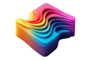 Abstract colorful layered 3D shape with vibrant gradient hues, perfect for modern design and creative projects. png